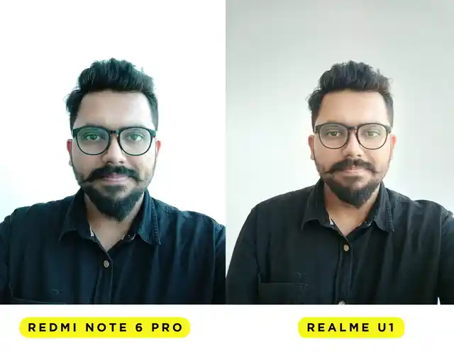 Realme U1 gives natural colours and a high resolution selfie while the Redmi Note 6 Pro has a visible blue tint on it. The natural colours are lacking in the Note 6 Pro selfie. 