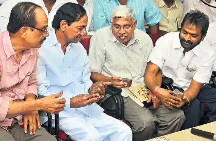 Kodandaram with Telangana Chief Minister K Chandrasekhar Rao. 