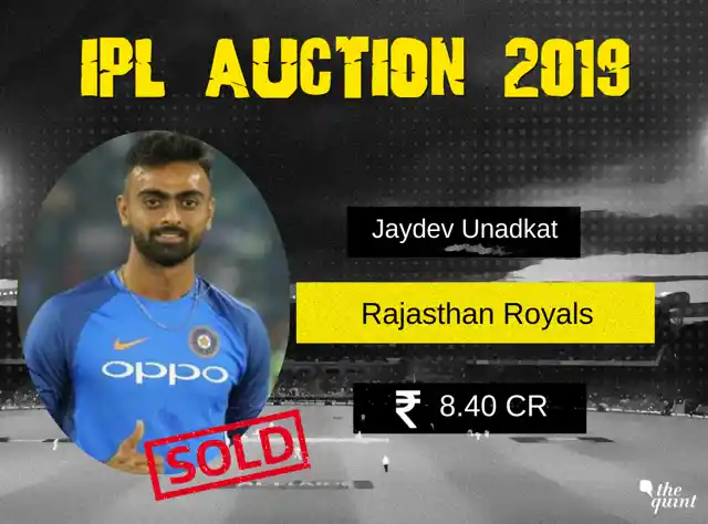 Jaydev Unadkat: Rs 8.40 crore to Rajasthan Royals (Base Price: Rs 1.50 crore)