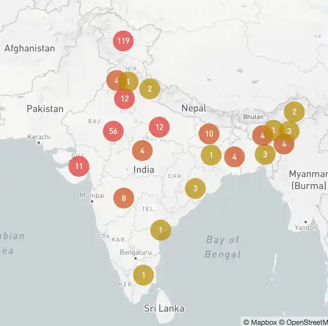 A tracker displaying the state-wise break up on internet shutdowns in India since 2012.