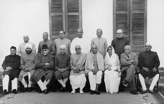 Nehru’s Cabinet after the swearing in of Chakravarti Rajagopalachari as Governor-General. Delhi,1948