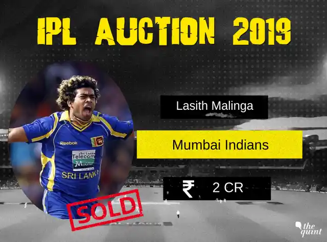 Lasith Malinga: Rs 2 crore to Mumbai Indians (Base Price: Rs 2 crore)