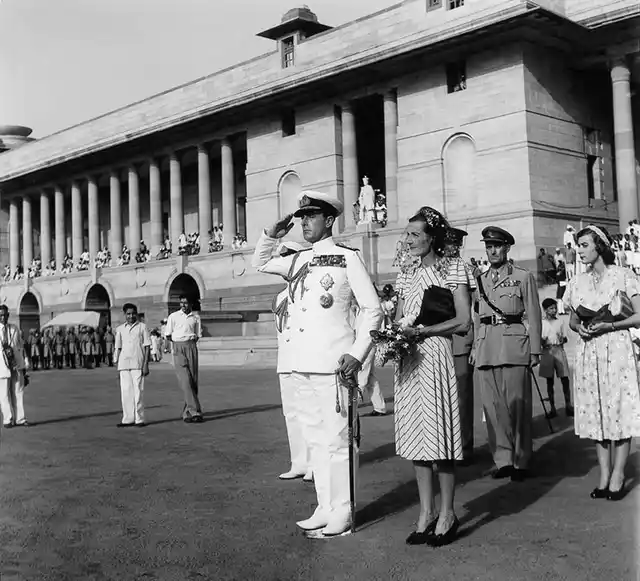 Lord Mountbatten taking the salute at the Guard of Honour, Rashtrapati Bhawan, when leaving office as Governor-General in June, 1948