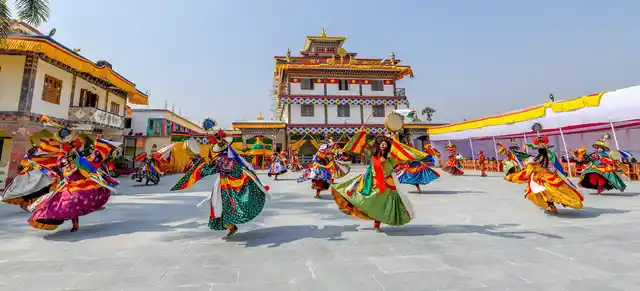 Buddhist monks from Bhutan perform Black Hat Dance at Bhutanese Temple in Bihar’s Bodh Gaya on Saturday, 29 December 2018. The Black Hat dance is an elaborate ritual that is believed to help eliminate one’s obstacles in life.