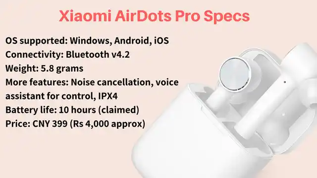 All the features of AirDots Pro detailed.