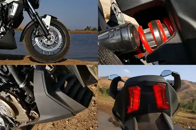 ABS, mono-shock, LED taillamps on the Dominar 400. 