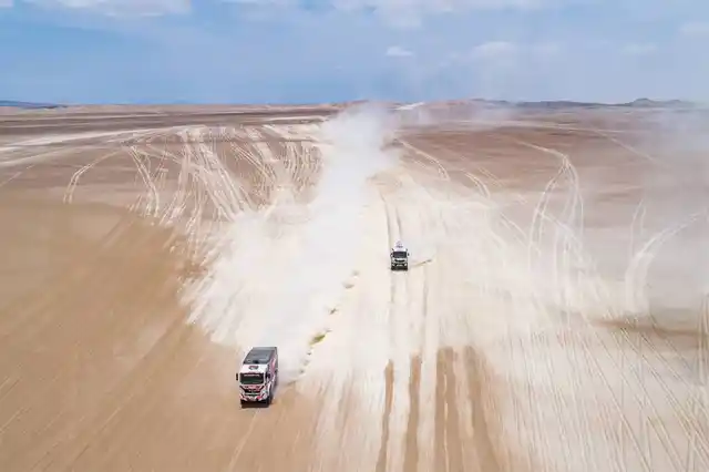 Stage 2 saw less dust and more tarmac.