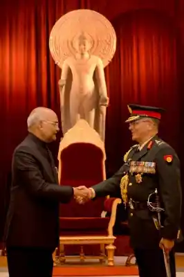 New Delhi: President Ram Nath Kovind with Nepal Army Chief General Purna Chandra Thapa during a programme where the latter was conferred with the Honorary Rank of ‘General of Indian Army’ at Rashtrapati Bhawan in New Delhi, on Jan 12, 2019. (Photo: IANS/RB)