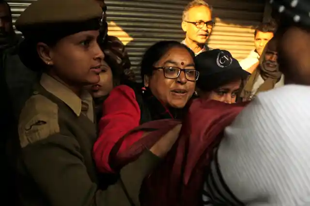 Trade union activists are detained by police on the first day of a two-day general strike called by various trade unions in Kolkata on Tuesday, 8 January.
