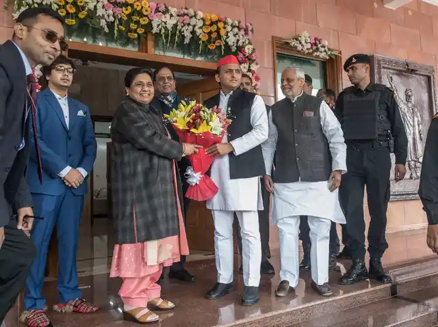 Akash Anand seen with Mayawati and Akhilesh Yadav on the BSP chief’s birthday. 