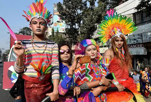 LGBT community members and supporters raise slogans in protest against Transgender Persons (Protection of Rights) Bill, 2018, during their Rainbow pride walk, in Kolkata on Sunday, 30 December 2018. 