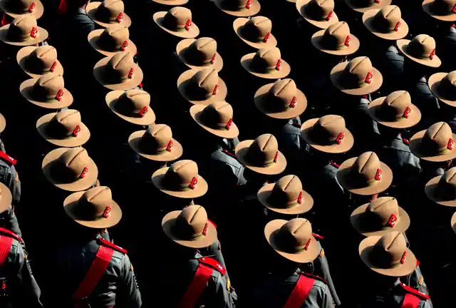 Indian Army soldiers march past Rajpath, the ceremonial boulevard, at the end of the Republic Day parade in New Delhi.