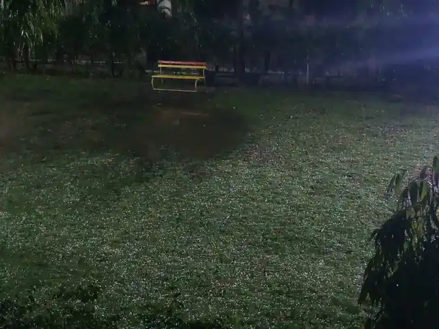 Hailstorm at Sector 33, Noida.