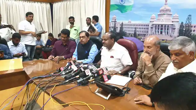 CM at an emergency press conference at his residence in Bengaluru.