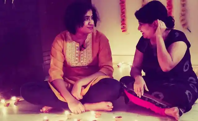 Naina and Lameeya celebrating Diwali.