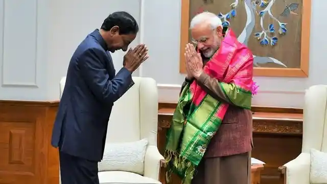 Telangana CM KCR with Prime Minister Narendra Modi. 