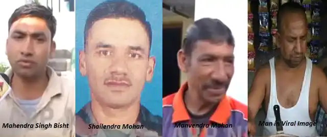 A side-by-side image analysis of the three brothers and the tea vendor in the viral image.