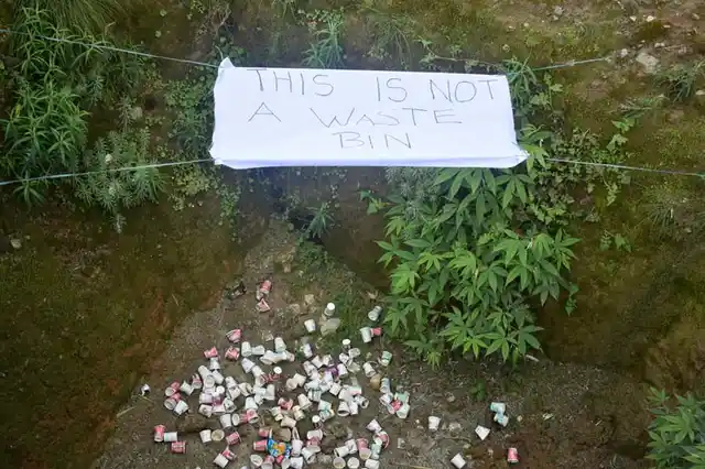 Poster that reads ‘this is not a waste bin’. 