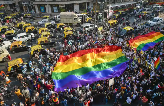 Members of the LGBTQ community participate in a pride parade in Mumbai on 2 February.