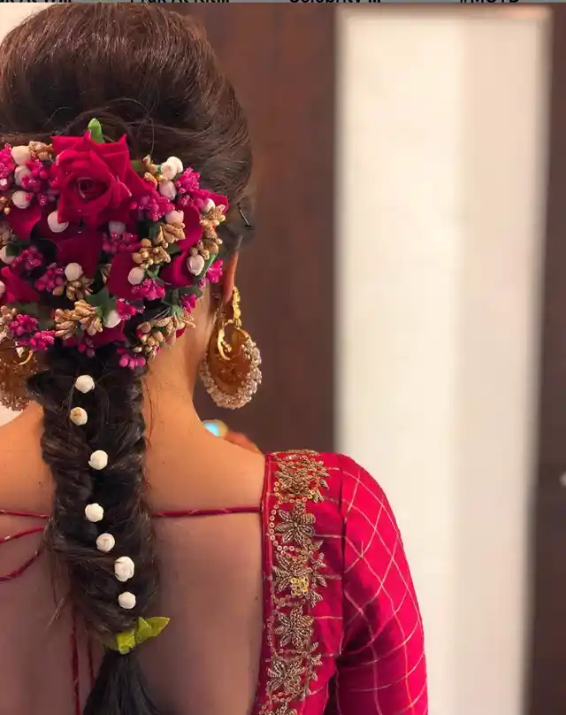 Fishtail braid for the Sangeet ceremony that took place on Sunday evening.