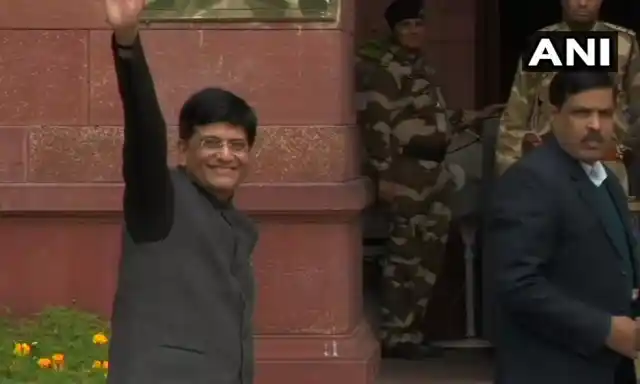 Piyush Goyal arrives at the Ministry of Finance.