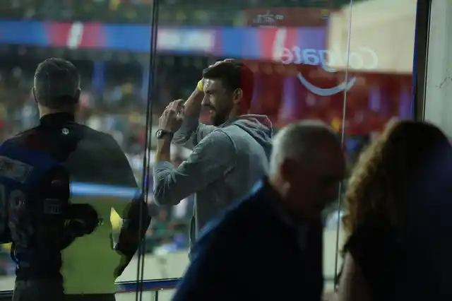 Michael Phelps during Delhi Capitals’ IPL 2019 match against CSK at the Feroz Shah Kotla stadium in New Delhi.