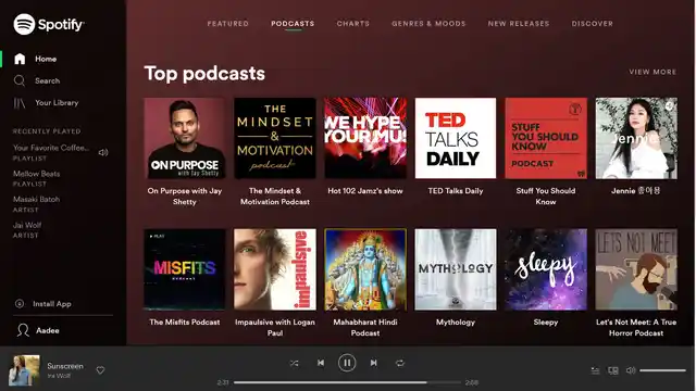 Desktop version of Spotify.