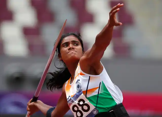 Purnima Hembram of India competes during the Javelin Throw for Heptathlon at the Asian Athletics Championships in Doha, Qatar.