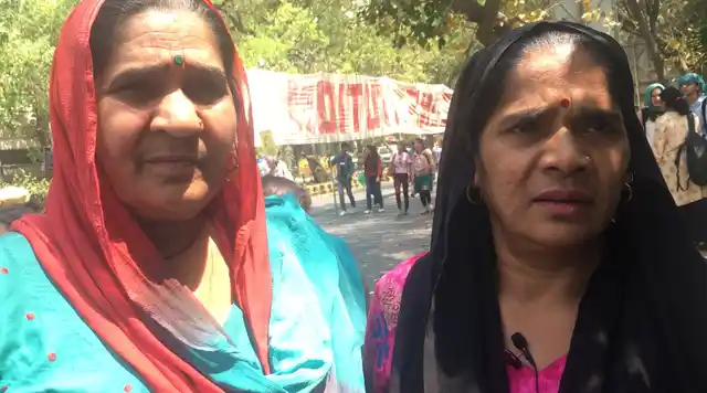 Widows and sisters from Badarpur, Susheel (left) and Sumitra.
