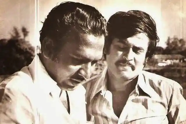 An old photograph of J Mahendran with Rajinikanth.