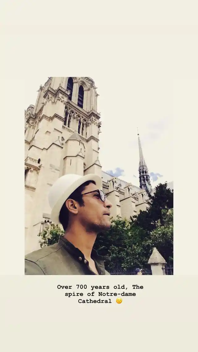 Vicky Kaushal visiting the Notre Dame in Paris.