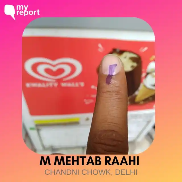 M Mehtaab Raahi cast his vote from Chandni Chowk.