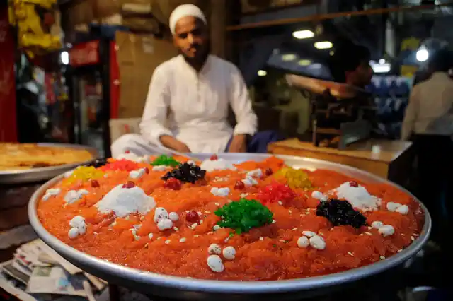 A Muslim man sells halwa during the holy month of Ramadan in Mumbai.