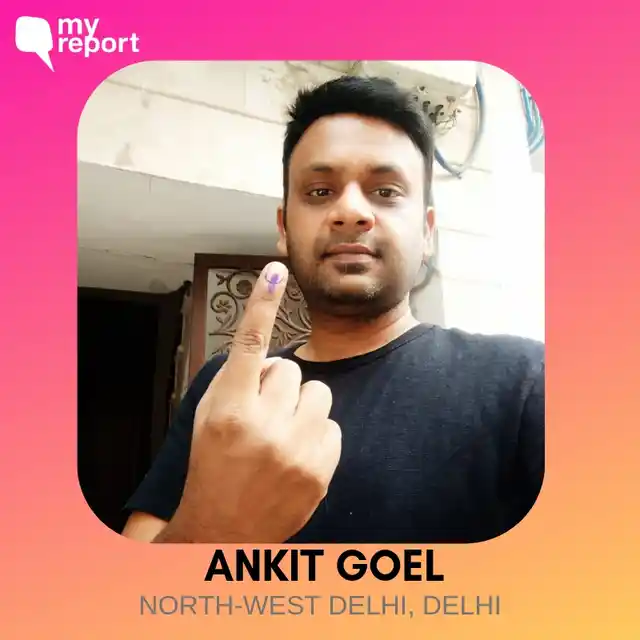Ankit Goel from North-West Delhi was the first to cast his vote at his polling booth.