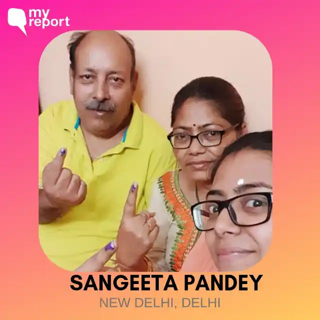 Sangeeta Pandey from New Delhi shares an inkfie with her parents.