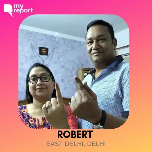 Robert and his wife pose for their selfie.