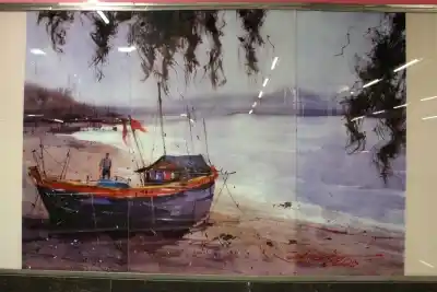 Sarojini Nagar metro station has some beautiful paintings to offer. (Photo Credit: DMRC)