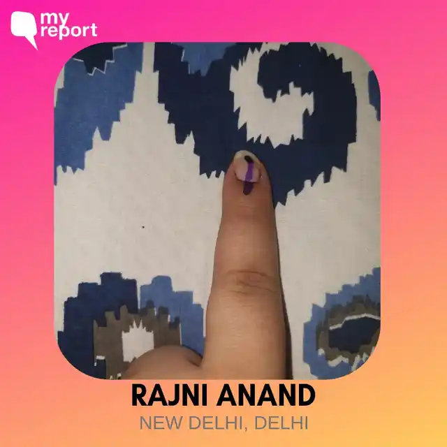 Rajni Anand shows off her inked finger.