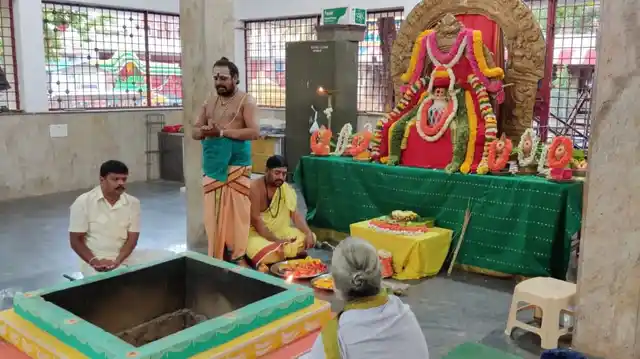 Prayers being offered at a Bengaluru temple. 