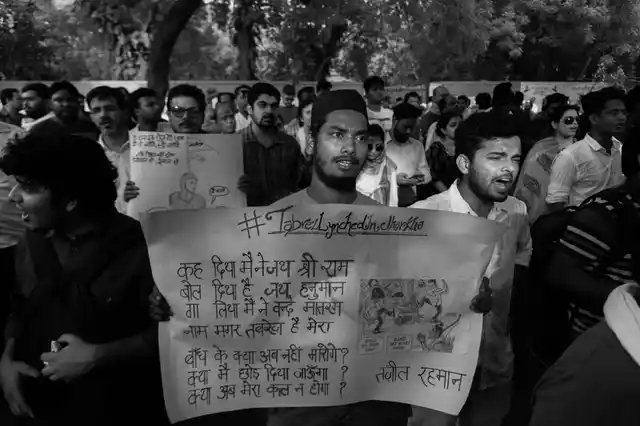 Hundreds were present at the protest against lynchings at Jantar Mantar on Wednesday. 