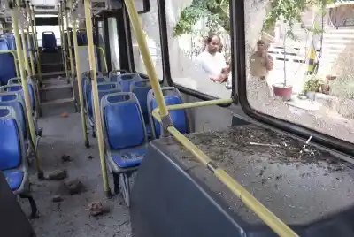 New Delhi: A bus that was vandalised by public after a motorist rammed his car into devotees emerging from a mosque in Delhi