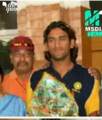 A young MS Dhoni with his coach Chanchal Bhattacharya.