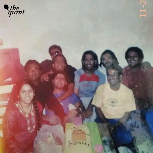 A young MS Dhoni. Also seen in the photo is a cake with ‘Mahi’ written on it. 