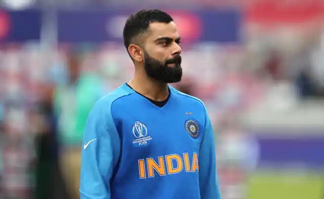 India’s captain Virat Kohli reacts after their loss in the Cricket World Cup semi-final match against New Zealand at Old Trafford in Manchester, England, Wednesday, July 10, 2019. 