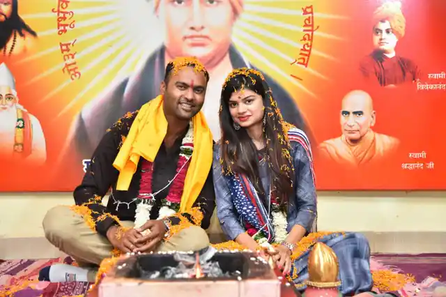 Anjali and Ibrahim on their wedding day.