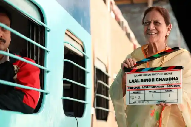 Aamir Khan’s mother Zeenat Hussain with the clapboard. 