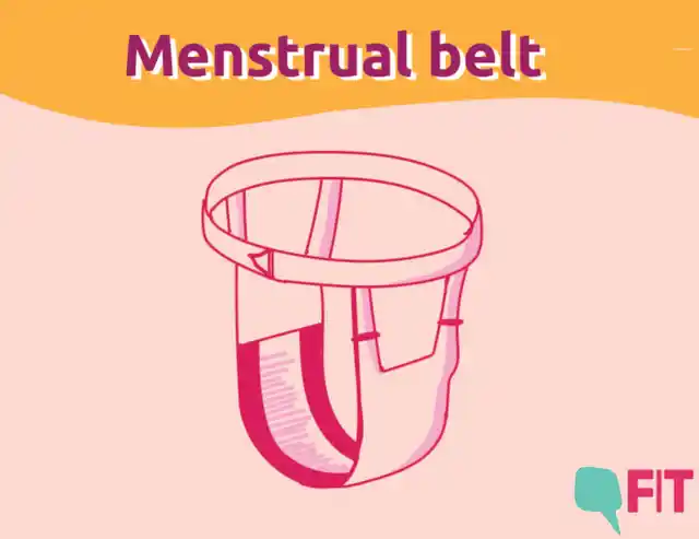 Menstrual belts were like girdles that would go around the waist and meet at the centre between the legs.