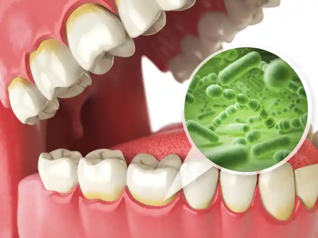 There are bacteria which feed on the miniscule amount food residue that is left between your teeth.