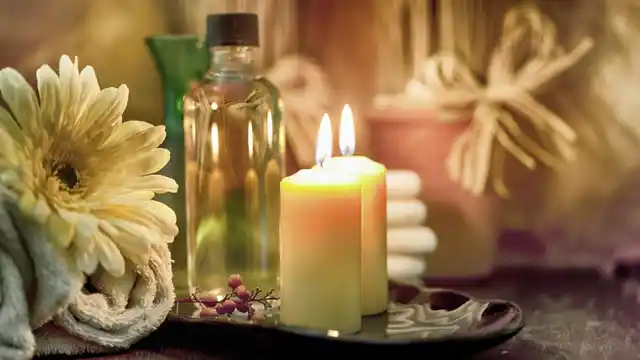 Play some relaxing music at a low volume – nature sounds work well.
