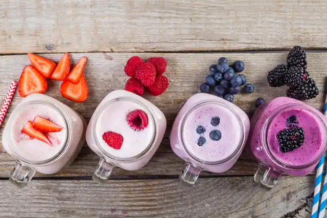 At breakfast time, your morning cup of tea or coffee can be substituted with a healthy smoothie or a milkshake containing fruits, yoghurt /milk.
